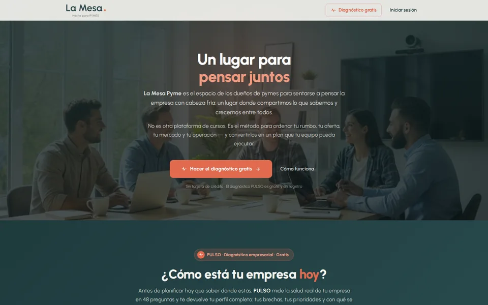 Captura del sitio de La Mesa Pyme